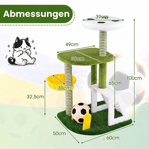 Indoor Cat Tree Tower with Perches and Hammock - Green 1