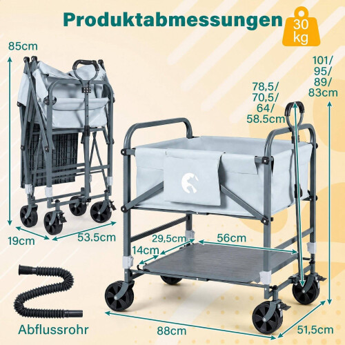 Foldable Dog Bath Cart with Adjustable Height & Wheels 1
