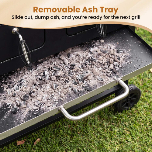 Large Charcoal Grill with Folding Tables and Thermometer 1