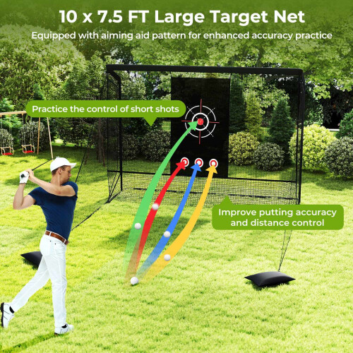 Golf Practice Hitting Net with Dual Side Barriers, Black 1