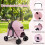 Pet Stroller for Small Dogs, Foldable with Canopy - Pink 8