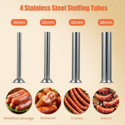 Manual Sausage Stuffer, 11 LBS Capacity, 4 Tubes, 2 Speeds 1