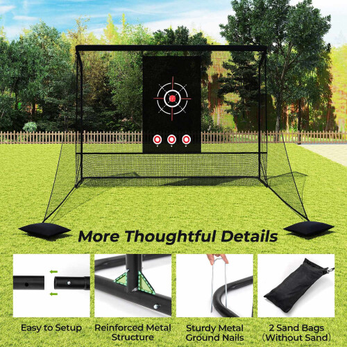 Golf Practice Hitting Net with Dual Side Barriers, Black 2