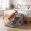 4-Step Grey Pet Stairs, 43 cm High, Washable Cover 6