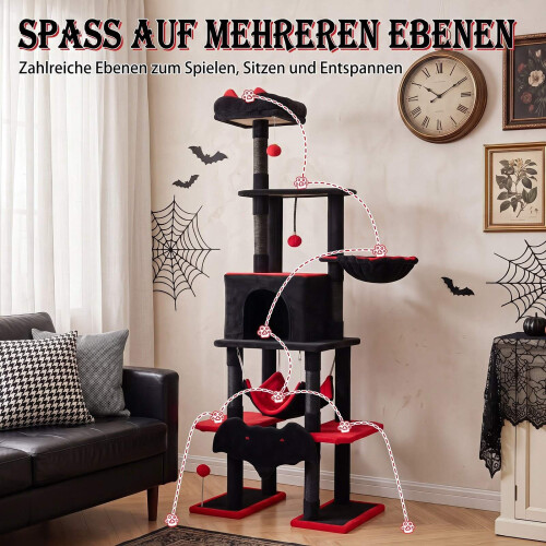 178cm Gothic Cat Tree with Sisal Posts and Hammock 2
