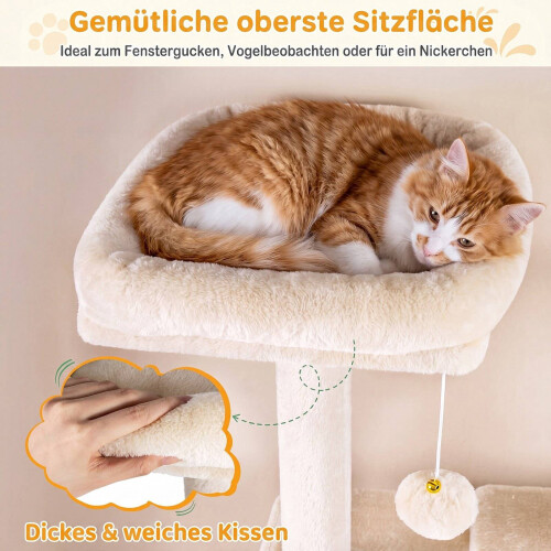 168 cm Multi-Level Cat Tower with Hammock and Condo 1