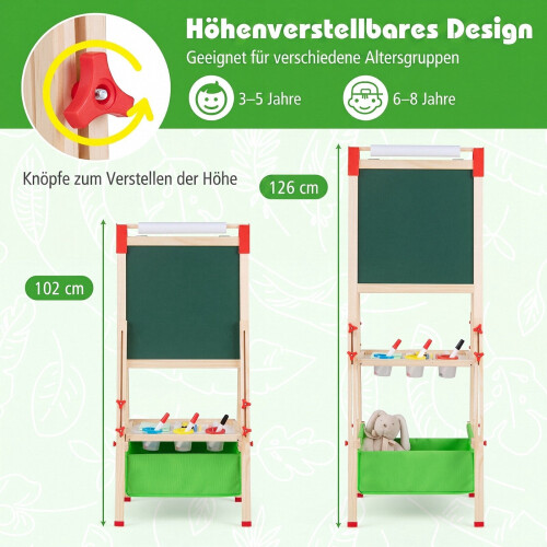 Adjustable Kids Art Easel with Magnetic Chalkboard & Whiteboard 2