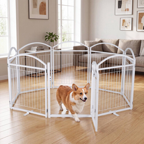 Foldable 8-Panel Metal Dog Gate with Door, 480x81 cm 2
