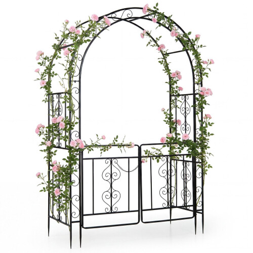 Metal Garden Arch with Lockable Doors and Arched Top 1
