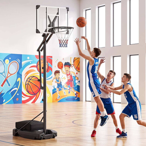 Adjustable Basketball Hoop with Shatterproof Backboard & Wheels 2