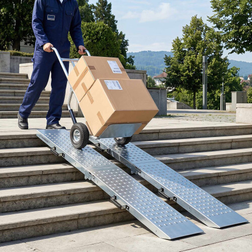 Folding Loading Ramps, 400 KG Capacity, 2-Pack, Silver 1