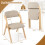Folding Dining Chairs Set of 2, Rubber Wood, Beige Cushions 4
