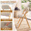 Folding Dining Chairs Set of 2, Rubber Wood, Beige Cushions 6