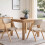 Folding Dining Chairs Set of 2, Rubber Wood, Beige Cushions 8