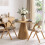 Folding Dining Chairs Set of 2, Rubber Wood, Beige Cushions 7