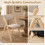 Folding Dining Chairs Set of 2, Rubber Wood, Beige Cushions 5