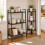 3-Tier Ladder & Corner Shelf Set, Metal Frame, Rustic Brown 3