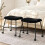 Set of 2 Black Padded Rolling Stools with Casters 2
