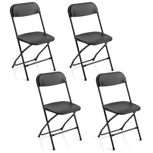 4 Pack Black Folding Chairs with Heavy Duty Metal Frame 1