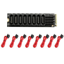 M.2 KEY-M NVME to 8 Port SATA3.0 Adapter Card YLB3118 Chip 6Gbps M.2 PCIE to Expansion Card with Cable
