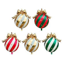 5-Piece Christmas Bow Ornament Foil Balloons Set Red & Green Double-Color Aluminum Foil Balloons