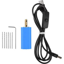 Miniature USB Drill 10000 RPM High Speed 5V Rotary Tool for DIY Wood Plastic Drilling with 1.5m Cable 3/6 Drill Bits B