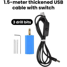 Miniature USB Drill 10000 RPM High Speed 5V Rotary Tool for DIY Wood Plastic Drilling with 1.5m Cable 3/6 Drill Bits A