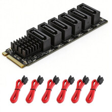 M.2 KEY-M NVME to 6 Port SATA3.0 Adapter Card YLB3116 Chip 6Gbps M.2 PCIE to Expansion Card with Cable