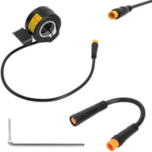 130X Ebike Thumb Throttle, 12V-72V Waterproof 3 Pin Ebike Throttle Left/Right Universal, Plug&,Fits 22.2mm Handlebar
