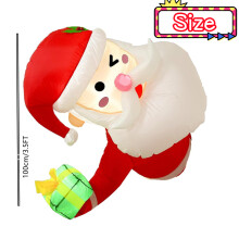(1M, UK) Christmas Inflatable Climbing Window Santa Claus/Sitting Elf Model with LED Lights, For Xmas Party Indoor Gift