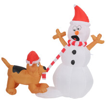 4 FT Inflatable Snowman with Dog Christmas Blow Up Yard Decorations, Snowman Bite Dog with LED Lights, for Indoor
