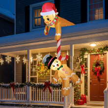 (220V-240V) 7 FT Christmas Inflatable Outdoor Decoration, Hanging Christmas Inflatables Gingerbread Man, Funny Christmas