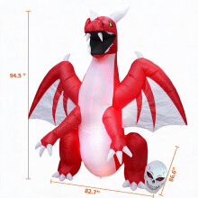 Halloween Skeleton Pterosaur Inflatable Outdoor Yard Decoration 8FT with Built in LED Lights 1.0A Fan 1500mA