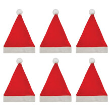 Santa Hat with Bobble Adults Christmas Fancy Dress - Pack of 6