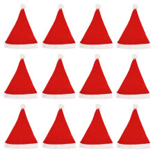 Santa Hat with Bobble Children Christmas Fancy Dress - Pack of 12