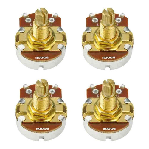 4 St B500K Gitarrpotentiometer, Linjär Konisk 18 mm Delad Räfflad Axel Gitarrtonvolympotentiometer