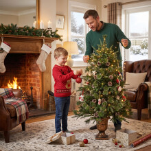4FT Pre Lit Christmas Tree with Remote Control for Home Indoor Decoration Green 1PCS