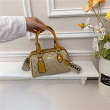 (Brown) Casual wide shoulder strap pillow bag