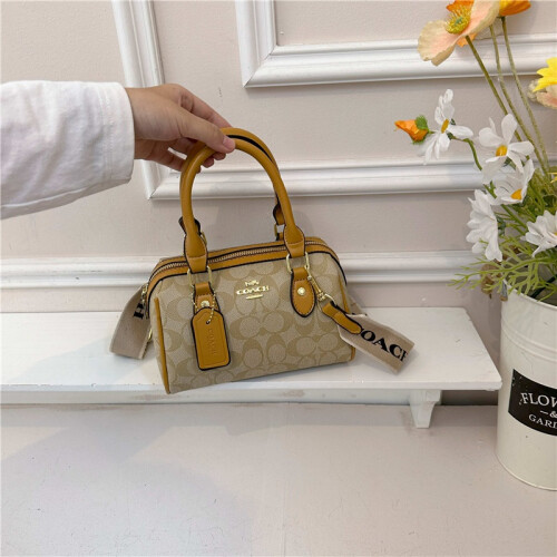 (Brown) Casual wide shoulder strap pillow bag