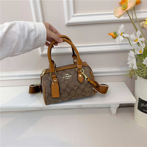 (Dark brown) Casual wide shoulder strap pillow bag