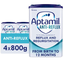 Aptamil Anti-Reflux Baby Milk Powder Formula, from Birth, 800g (Pack of 4)