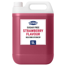 TRICA Sugar Free Strawberry Slush Syrup 5L - Concentrated Strawberry Flavour Snow Cone Syrup for Slush Machines, 6:1 Dilution Ratio, 5 Litres