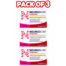 (PACK OF 3) Neurobion B-Complex Ampoules 6 × 3ml | Vitamin B1 B6 B12 Injection | B-Complex Vitamins | Nerve Health Support | Vitamin Supplement