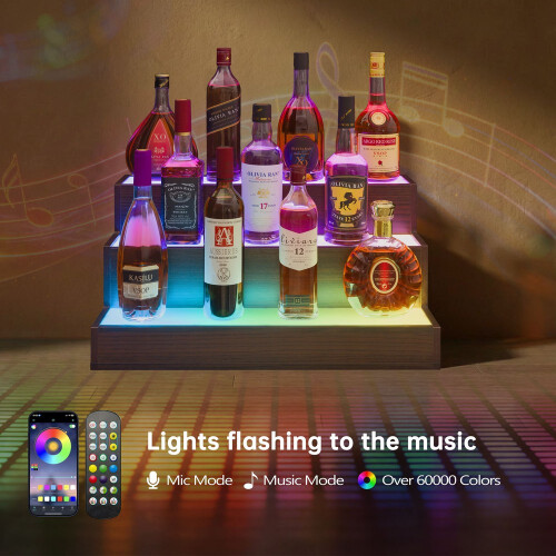 HOMAIRE LED Liquor Bottle Display Shelf Walnut 1