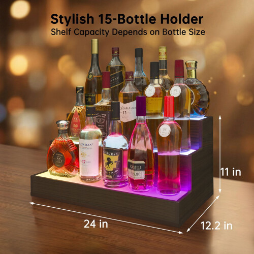 HOMAIRE LED Liquor Bottle Display Shelf Walnut