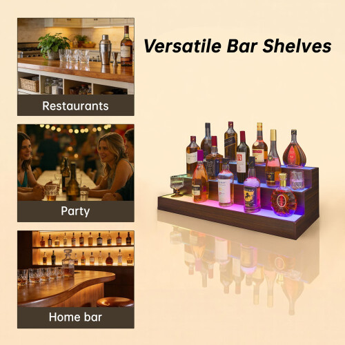 HOMAIRE LED Liquor Bottle Display Shelf Walnut 2