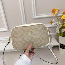 (White brown) Retro presbyopia camera bag horizontal printed small square bag
