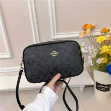 (Black) Retro presbyopia camera bag horizontal printed small square bag
