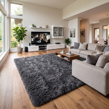 (Silver Grey, 60cm x 220cm (2ft x 7ft 3")) Large Shaggy Rug Thick Pile Door Mat Runner Carpet
