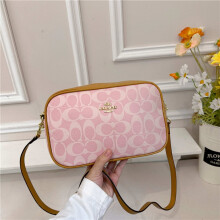 (Pink brown) Retro presbyopia camera bag horizontal printed small square bag